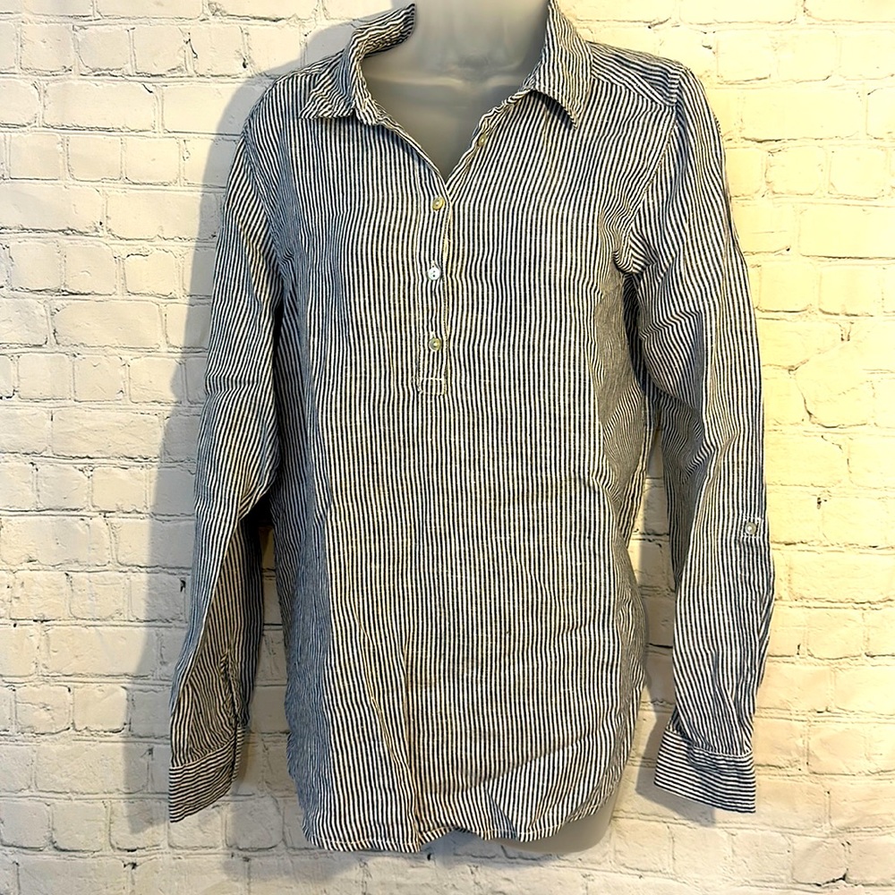 Tahari Linen pinstripe tunic